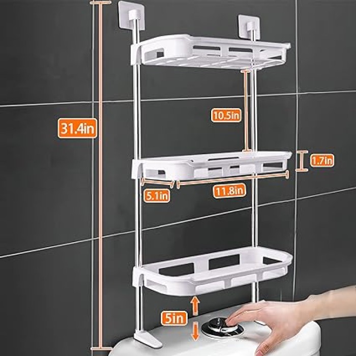 Toilet Rack - Adjustable Wall Mounted Shower Rack - Image 4